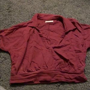 Cropped Wrap Top with Collar from Urban Outfitters
